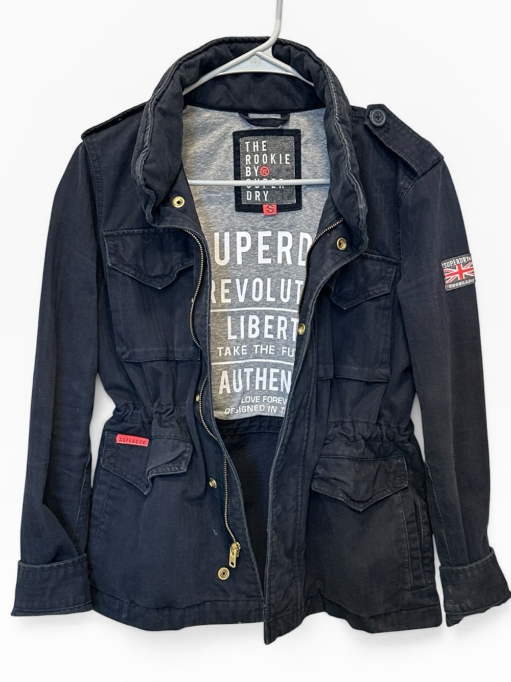 Superdry Rookie Military Jacket  Women’s Small US 6 Blue Utility Coat
